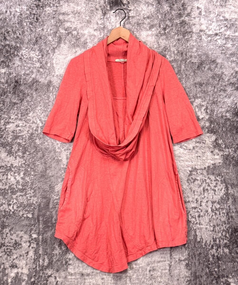 Prairie Underground Your Orbit Tunic Top Small Womens Coral Pink Cowl Hemp